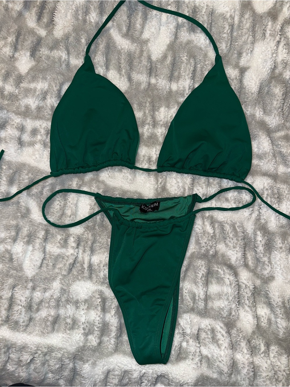 Emerald Green Triangle String Bikini Set